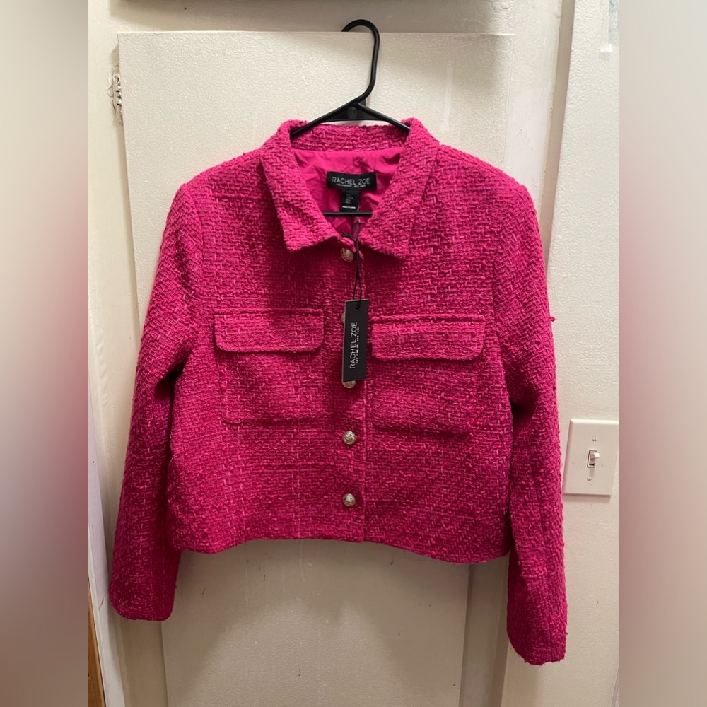 Rachel Zoe Pink tweed cropped jacket